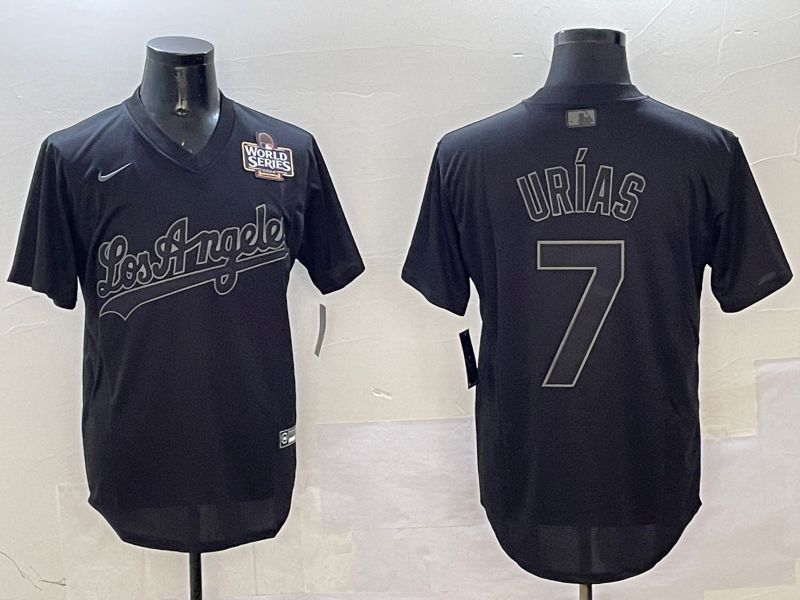 Men Los Angeles Dodgers #7 Urias Black Fashion Game 2025 Nike MLB Jersey style 31810